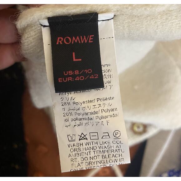 Romwe Crop Knit Embroidered Top Halter Womens Size Large - Picture 4 of 4